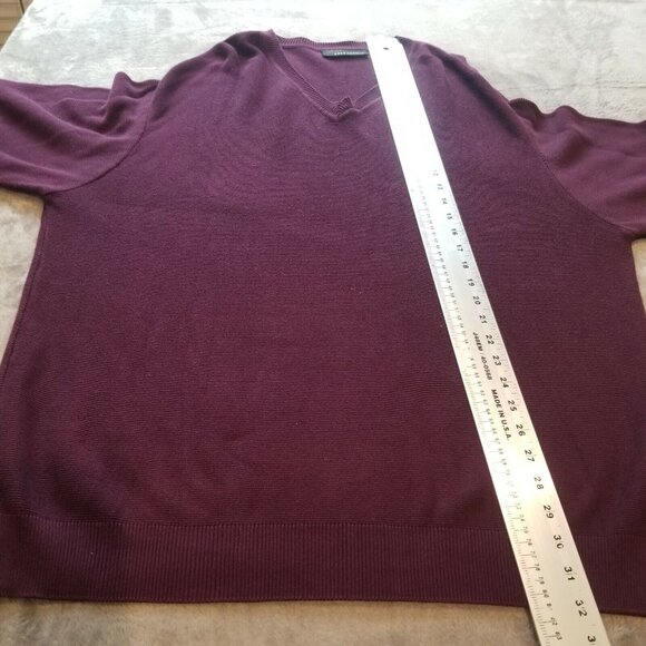 Greg Norman Mens Large Long Sleeves Sweater V-Neck Knitted Pullover Plum Casual - Picture 5 of 6